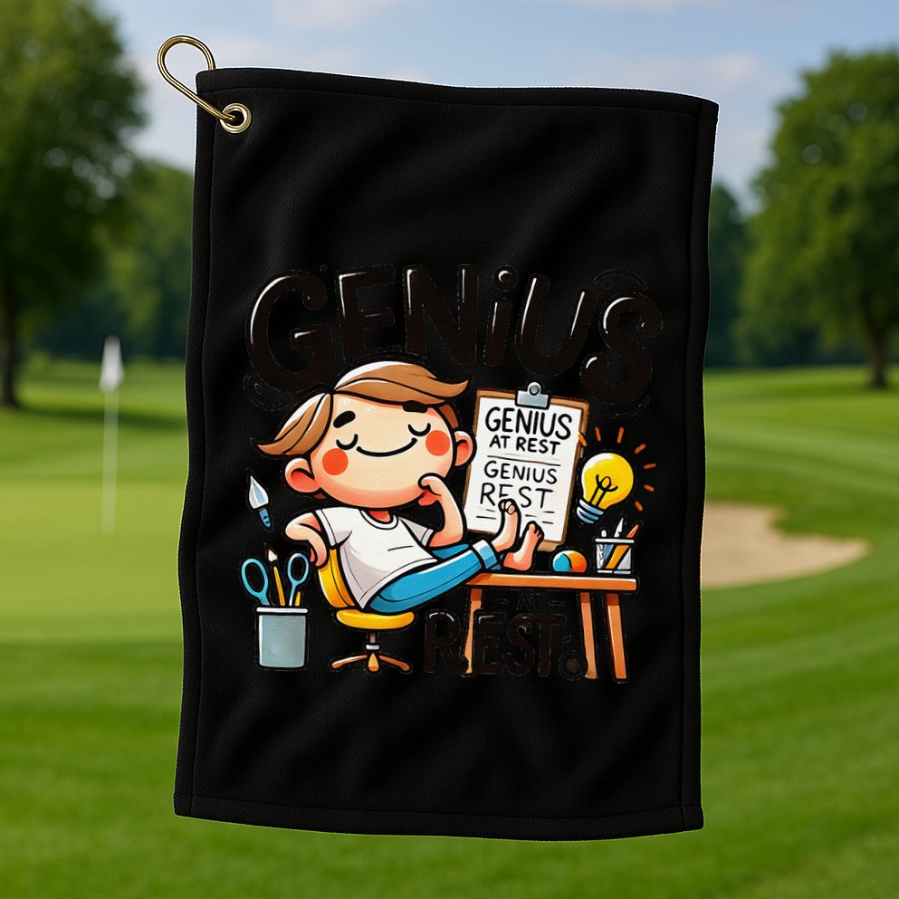 Genius At Rest Funny Golf Towel