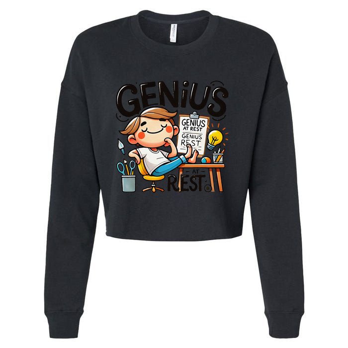 Genius At Rest Funny Cropped Pullover Crew