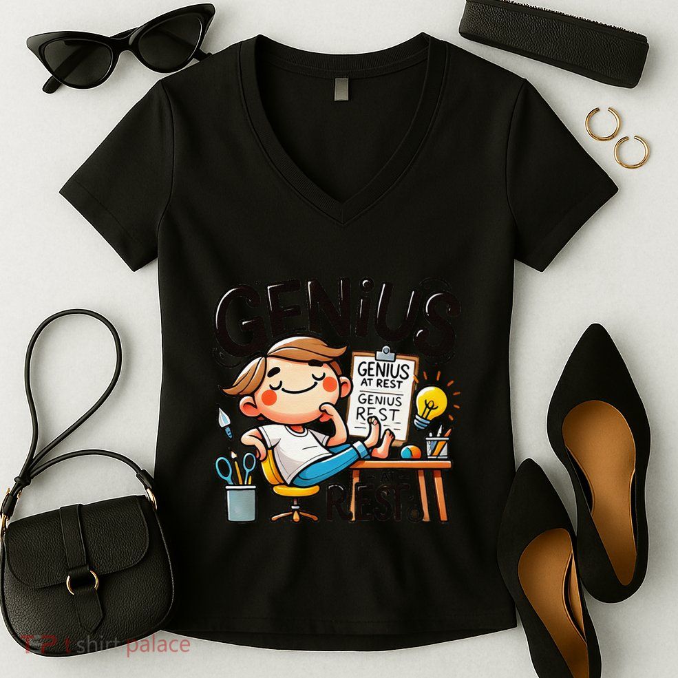 Genius At Rest Funny Women's V-Neck T-Shirt