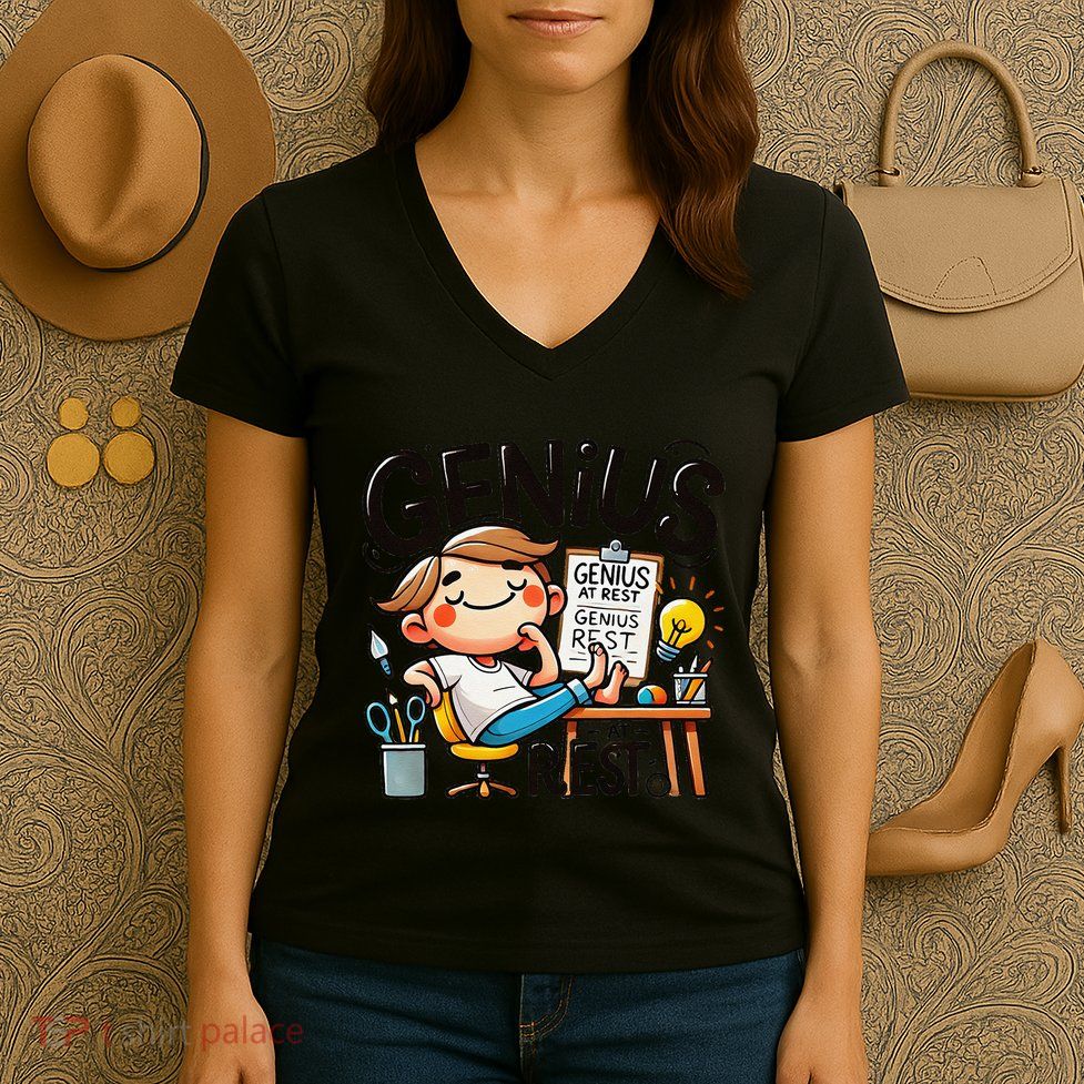 Genius At Rest Funny Women's V-Neck T-Shirt