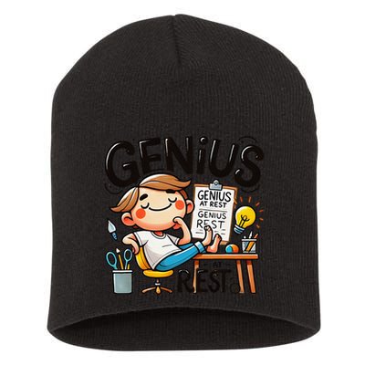 Genius At Rest Funny Short Acrylic Beanie