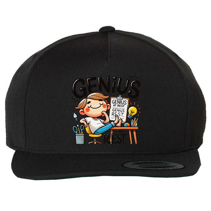 Genius At Rest Funny Wool Snapback Cap
