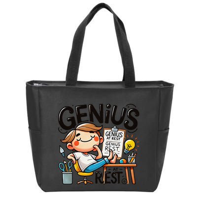 Genius At Rest Funny Zip Tote Bag
