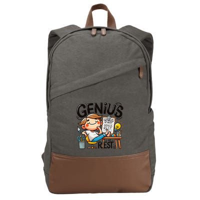Genius At Rest Funny Cotton Canvas Backpack