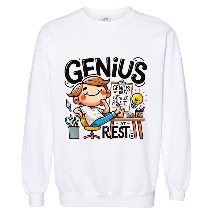 Genius At Rest Funny Garment-Dyed Sweatshirt