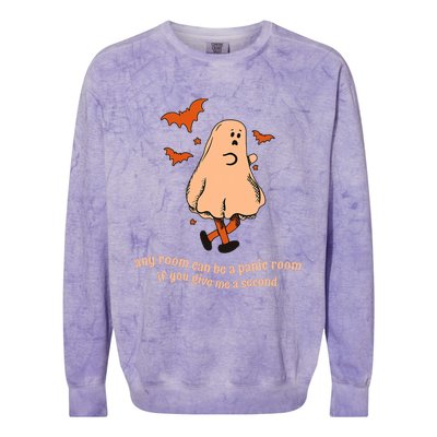 Ghost Any Room Can Be A Panic Room If You Give Me A Second Colorblast Crewneck Sweatshirt