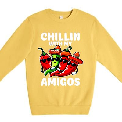 Green And Red Chilli Hot Pepper Cinco De Mayo Funny Chilli Premium Crewneck Sweatshirt