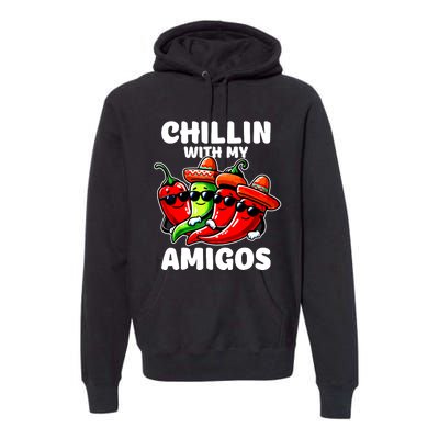 Green And Red Chilli Hot Pepper Cinco De Mayo Funny Chilli Premium Hoodie