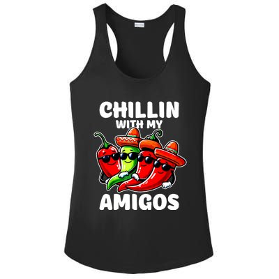 Green And Red Chilli Hot Pepper Cinco De Mayo Funny Chilli Ladies PosiCharge Competitor Racerback Tank