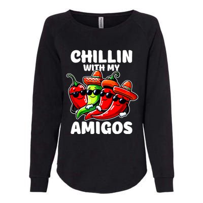 Green And Red Chilli Hot Pepper Cinco De Mayo Funny Chilli Womens California Wash Sweatshirt