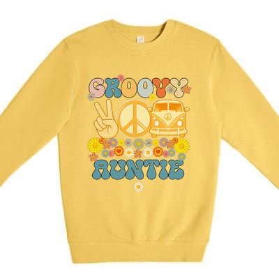 Groovy Auntie Retro Matching Family Baby Shower Mother's Day Premium Crewneck Sweatshirt