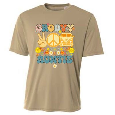 Groovy Auntie Retro Matching Family Baby Shower Mother's Day Cooling Performance Crew T-Shirt