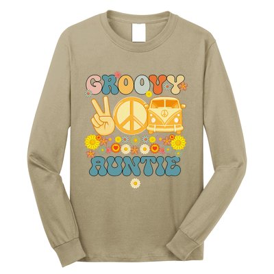 Groovy Auntie Retro Matching Family Baby Shower Mother's Day Long Sleeve Shirt