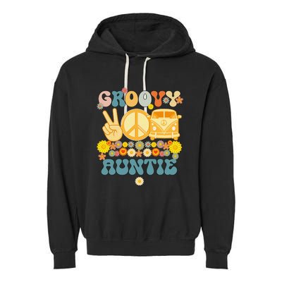 Groovy Auntie Retro Matching Family Baby Shower Mother's Day Garment-Dyed Fleece Hoodie