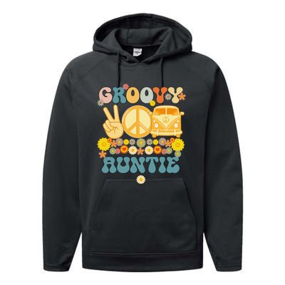 Groovy Auntie Retro Matching Family Baby Shower Mother's Day Performance Fleece Hoodie