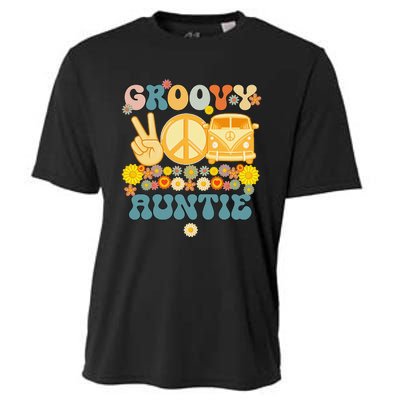 Groovy Auntie Retro Matching Family Baby Shower Mother's Day Cooling Performance Crew T-Shirt