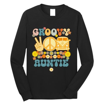 Groovy Auntie Retro Matching Family Baby Shower Mother's Day Long Sleeve Shirt