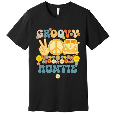 Groovy Auntie Retro Matching Family Baby Shower Mother's Day Premium T-Shirt