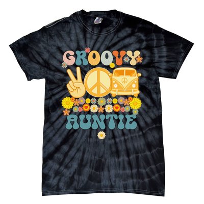 Groovy Auntie Retro Matching Family Baby Shower Mother's Day Tie-Dye T-Shirt