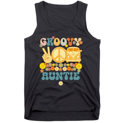 Groovy Auntie Retro Matching Family Baby Shower Mother's Day Tank Top