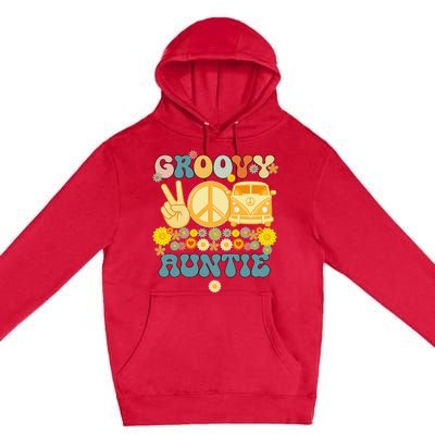 Groovy Auntie Retro Matching Family Baby Shower Mother's Day Premium Pullover Hoodie