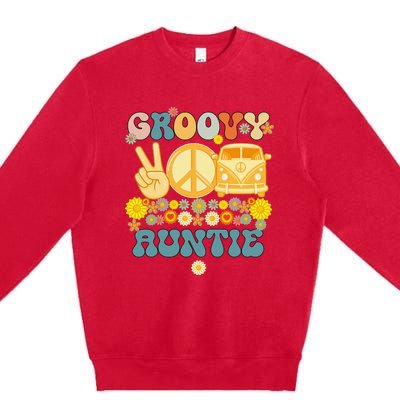 Groovy Auntie Retro Matching Family Baby Shower Mother's Day Premium Crewneck Sweatshirt