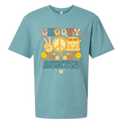 Groovy Auntie Retro Matching Family Baby Shower Mother's Day Sueded Cloud Jersey T-Shirt