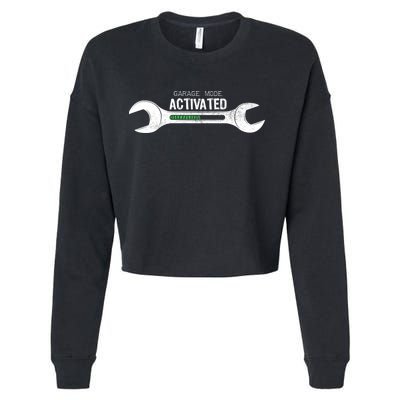 Garage Mode Activated Funny Mechanic Cropped Pullover Crew