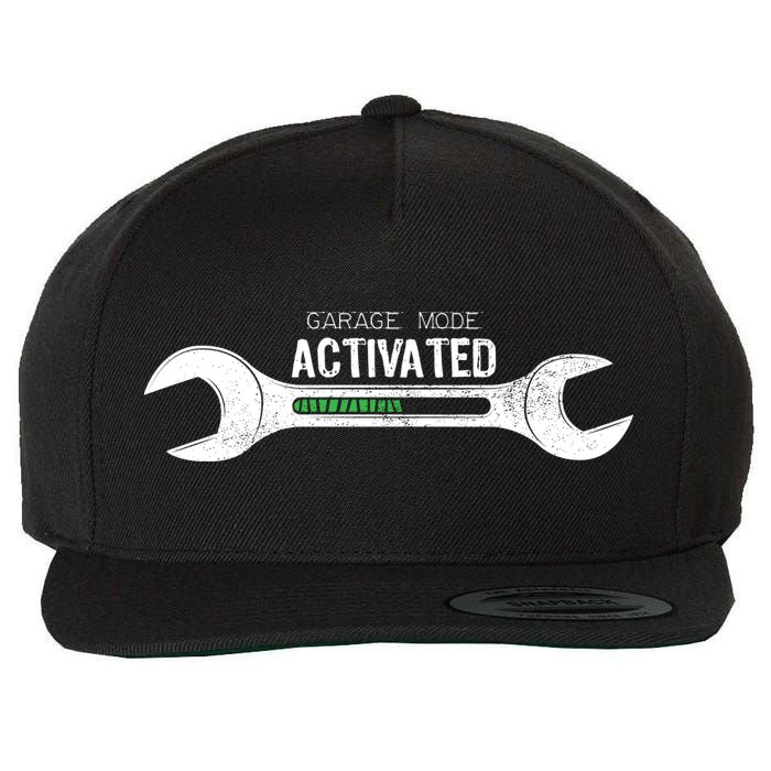 Garage Mode Activated Funny Mechanic Wool Snapback Cap