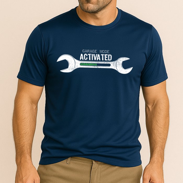 Garage Mode Activated Funny Mechanic Cooling Performance Crew T-Shirt