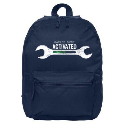 Garage Mode Activated Funny Mechanic 16 in Basic Backpack