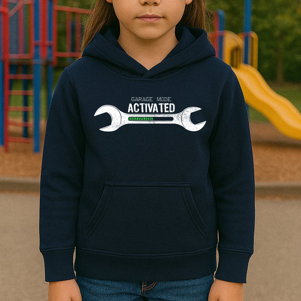 Garage Mode Activated Funny Mechanic Kids Hoodie