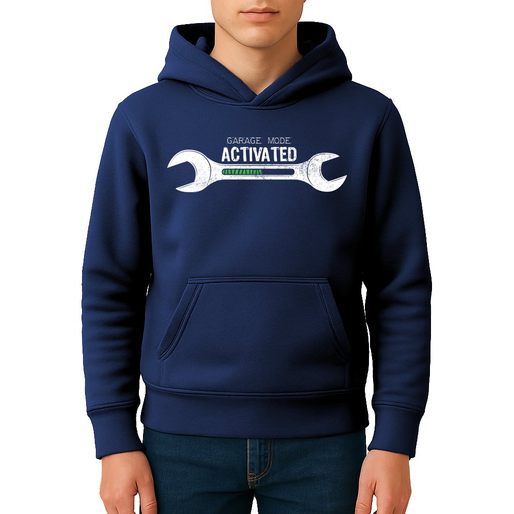 Garage Mode Activated Funny Mechanic Kids Hoodie
