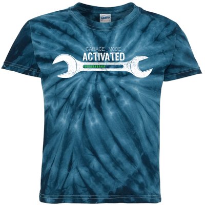 Garage Mode Activated Funny Mechanic Kids Tie-Dye T-Shirt