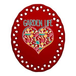 Garden Life Doodle Ceramic Oval Ornament