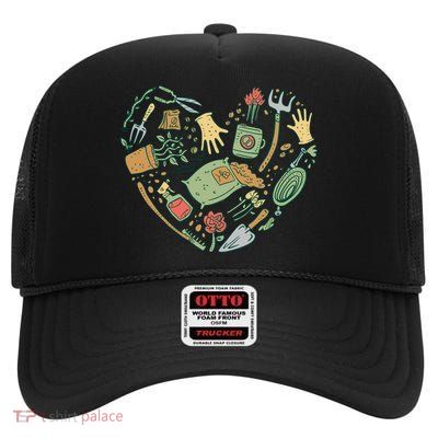 Garden Tools Heart High Crown Mesh Back Trucker Hat