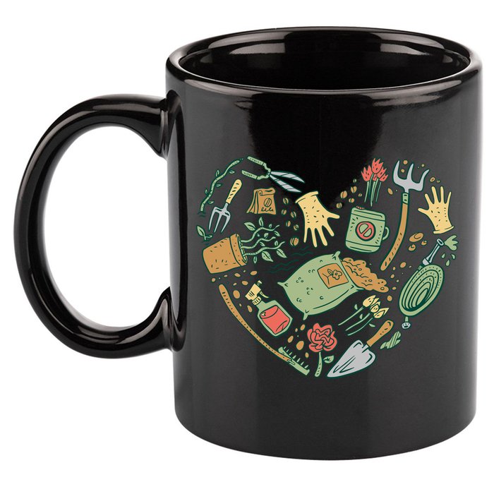 Garden Tools Heart 11oz C Handle Ceramic Mug