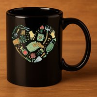 Garden Tools Heart 11oz C Handle Ceramic Mug
