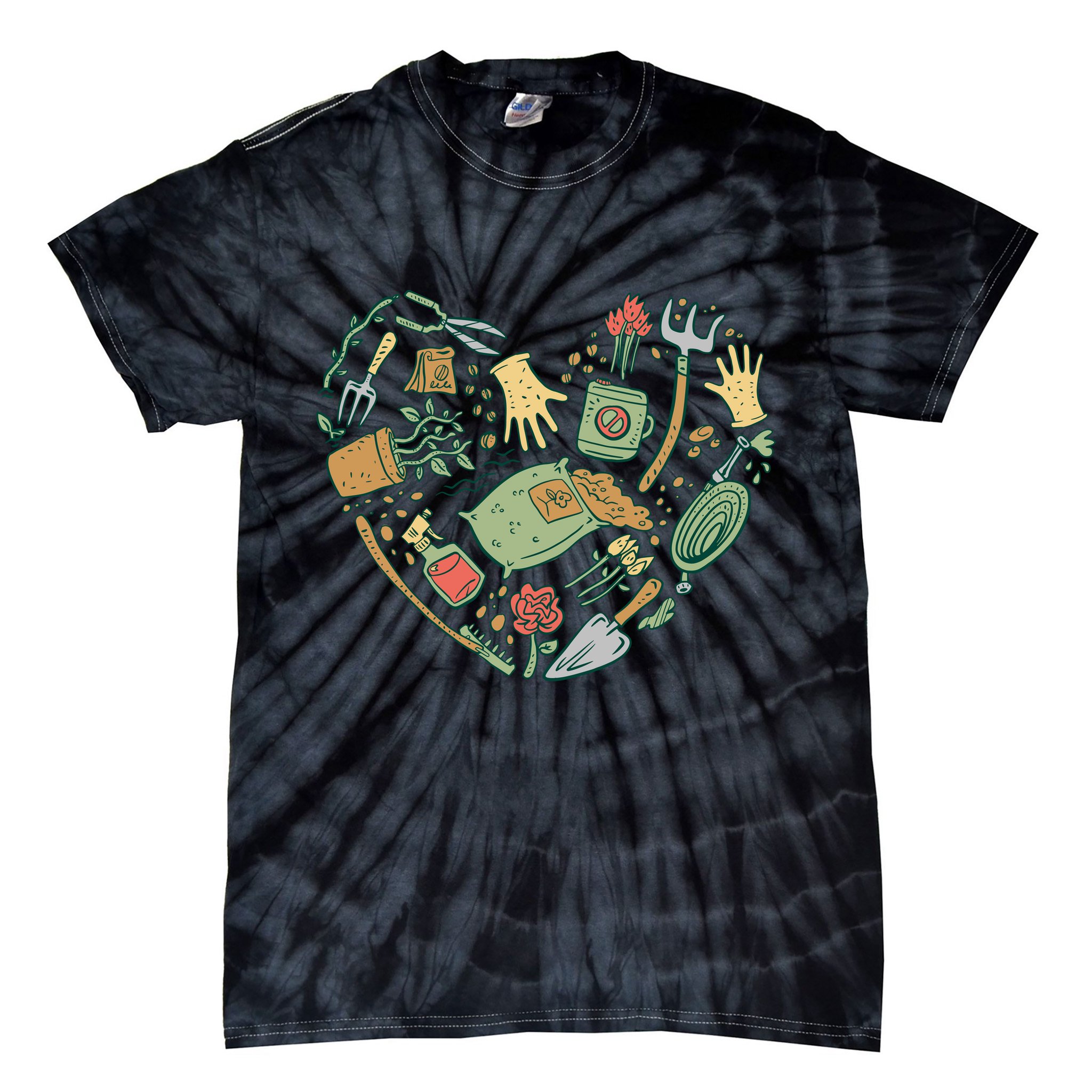 Garden Tools Heart Tie-Dye T-Shirt