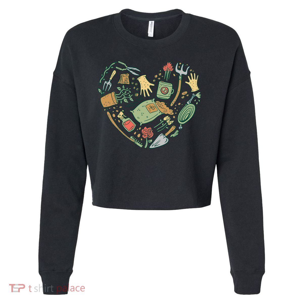 Garden Tools Heart Cropped Pullover Crew