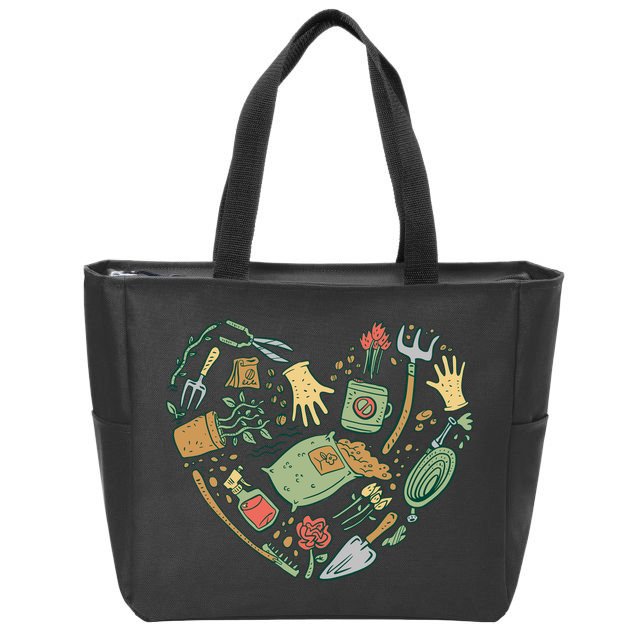 Garden Tools Heart Zip Tote Bag