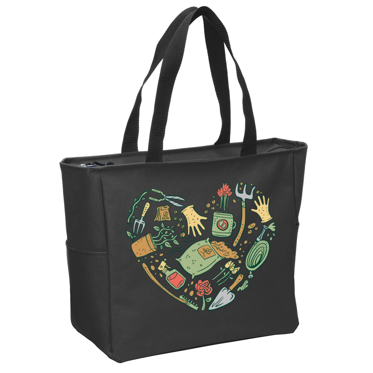 Garden Tools Heart Zip Tote Bag