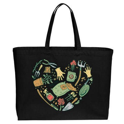 Garden Tools Heart Cotton Canvas Jumbo Tote