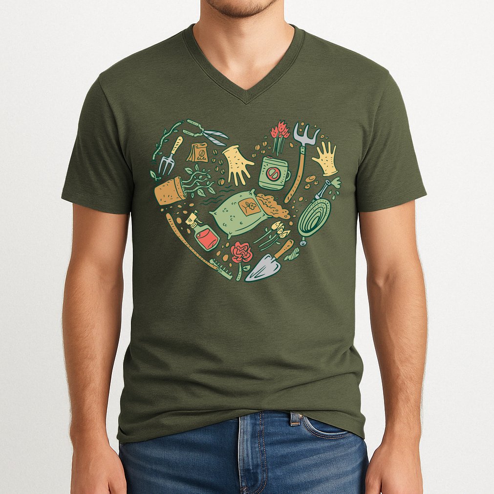 Garden Tools Heart V-Neck T-Shirt