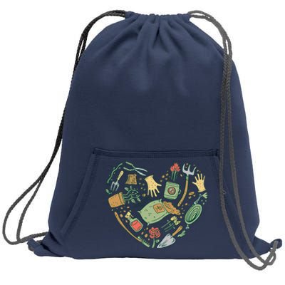 Garden Tools Heart Sweatshirt Cinch Pack Bag