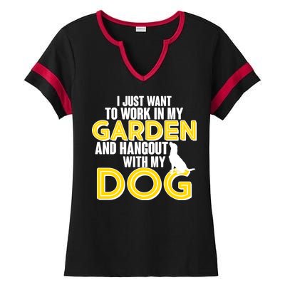 Gardening And Hangout With My Dogs Ladies Halftime Notch Neck Tee