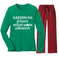 Gardening Forever House Work Whenever Women's Long Sleeve Flannel Pajama Set 