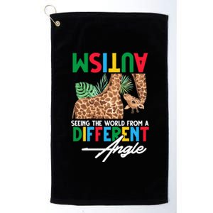 Giraffe Autism Seeing World Different Angle Awareness Cool Gift Platinum Collection Golf Towel