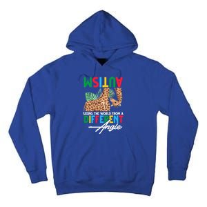 Giraffe Autism Seeing World Different Angle Awareness Cool Gift Tall Hoodie