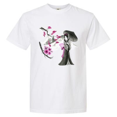 Geisha And Sakura Garment-Dyed Heavyweight T-Shirt